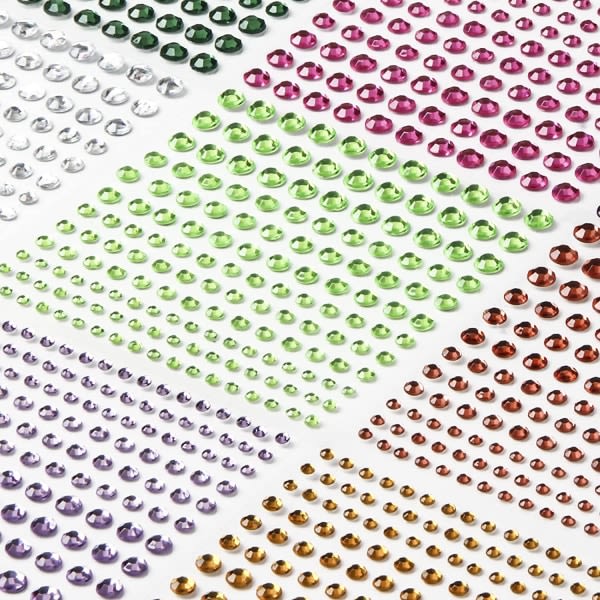 CDQ 2310 ST Gems klistermärken, 14 farger, selvhäftande juvel klistermärken