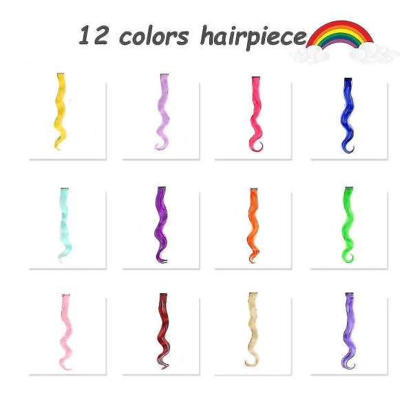 Färgat hårförlängning, färgat klipp i hårförlängningar Rainbow 24 st