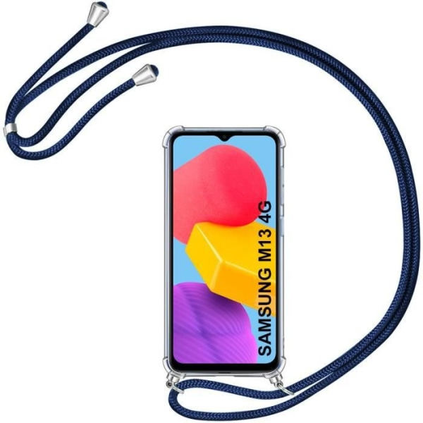 CQBB Etui for Samsung Galaxy M13 Beskyttelse Forsterket TPU Støtsikker Transparent med snor Marineblå