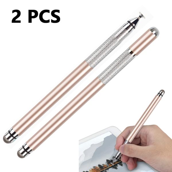 CQBB 2-osainen tabletti 2-in-1 kynä kaksoispäällä - ruusukulta. Kapasitiivinen kynä korkealla tarkkuudella, yhteensopiva tablettien kanssa Universal touch