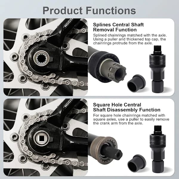 Bottom bracket puller for square and spline cranks, durable and compact