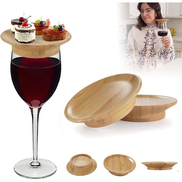 Vinglas Charkuteri Topper, 2024 Ny Vinglas Charkuteribräda Topper, Charkuteri Vinglas Topper, Bambu Vinglas Topper Underlägg 3 Pcs