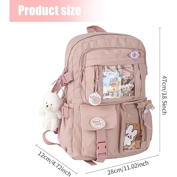 Kawaii Ryggsäckar, Kawaii Ryggsäckar med Pins och Tillbehör, Söta Estetiska Reseryggsäckar, Kawaii Skolryggsäckar, Söta Ryggsäckar för Flickor
