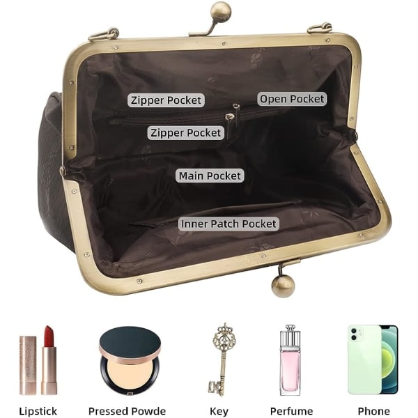 CDQ Retro Hul håndtaske til damer Læder skuldertaske Aften Clutch taske - blå Blå