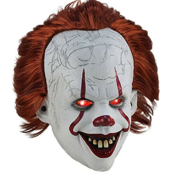 Halloween Cosplay Stephen King's It Pennywise Clown Mask Kostym Maske uden LED One size Maske med LED Herre XL szq