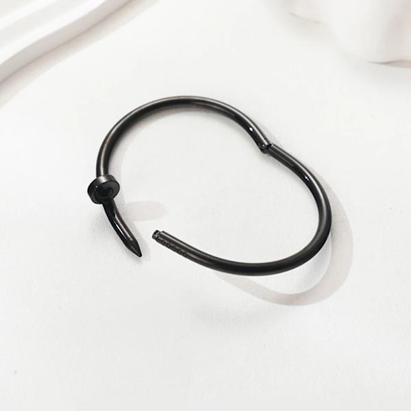 Armbånd i rustfritt stål, gull og sølv, solid metallisk mansjett, ny design, neglmodell, kvinner, tenåringer, jenter, armbånd, smykker (YSJ) Silver