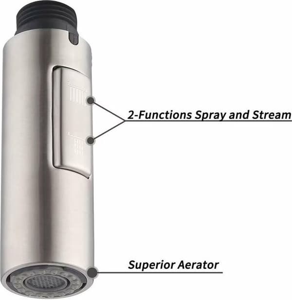 Flexible Faucet Head with 2 Functions - Water Saving - Extension & Swivel - For Sinks, Kitchen Faucets - Hand Shower