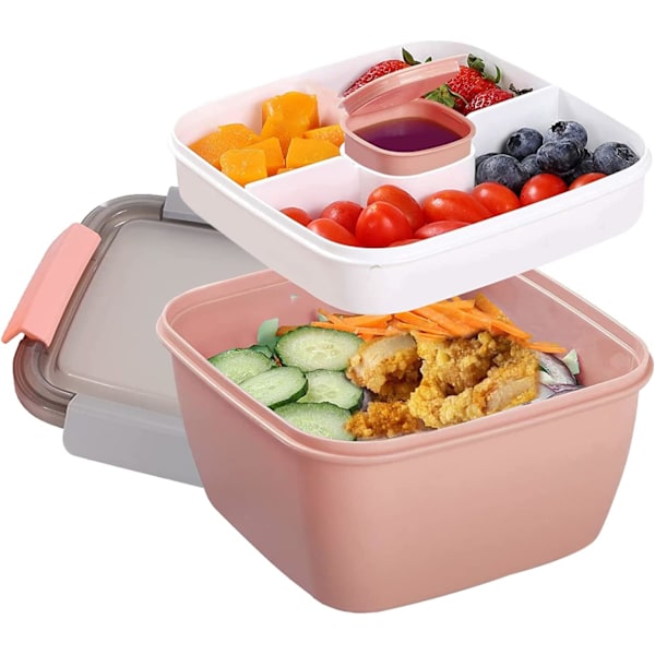 Bento Matlåda, Matlåda för Barn/Vuxna och Besticklåda, 1,5 L Matlåda med Fack, Läcksäkra Bento-Lådor, BPA-fria, för Picknick, Skola, Arbete (Nål