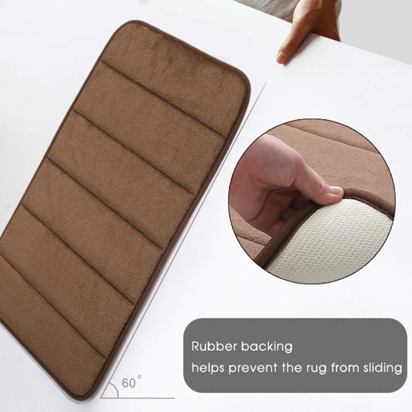 Badrumsmatta i memory foam, halkfri, absorberande, supermysig, sammetslen badrumsmatta, supervattenabsorberande, tjock badrumsmatta, brun Brow Brow Brown 20 X 32 inches