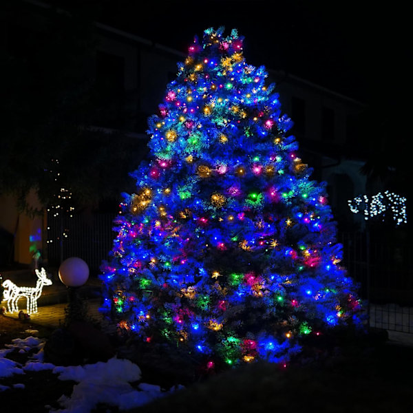 2 kpl aurinkokennovalosarjoja ulkokäyttöön, 200 LED-valoa, erikoispitkät 22 m aurinkokennovalot 8 valaistustilalla, vedenpitävä ulkovalaistuskoriste Ga:lle Multicolor