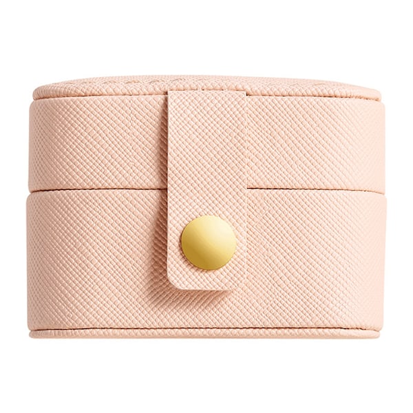 Bærbar Mini PU Lær Vanntett Smykkeveske Ringboks Ørering Pink