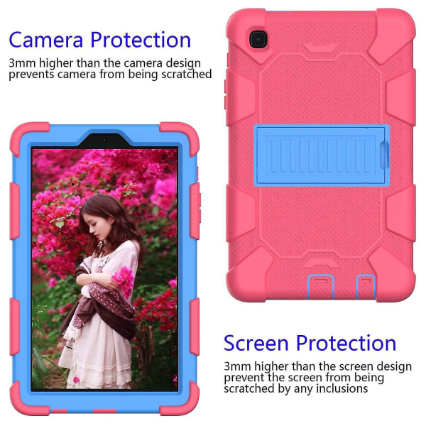 For Samsung Galaxy Tab A7 Lite 8,7-tums dobbeltfarget silikon + PC-nettbrett-deksel Stötställ Stötsäkert deksel Rose Blue ingen