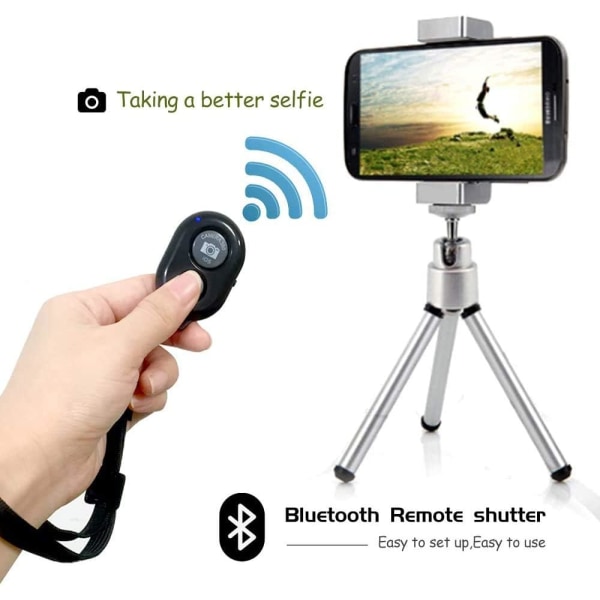 Trådløs Bluetooth fjernbetjening til telefon iPhone Samsung Andet smartphone kamera Kompatibel med alle IOS og Android enheder - Sort