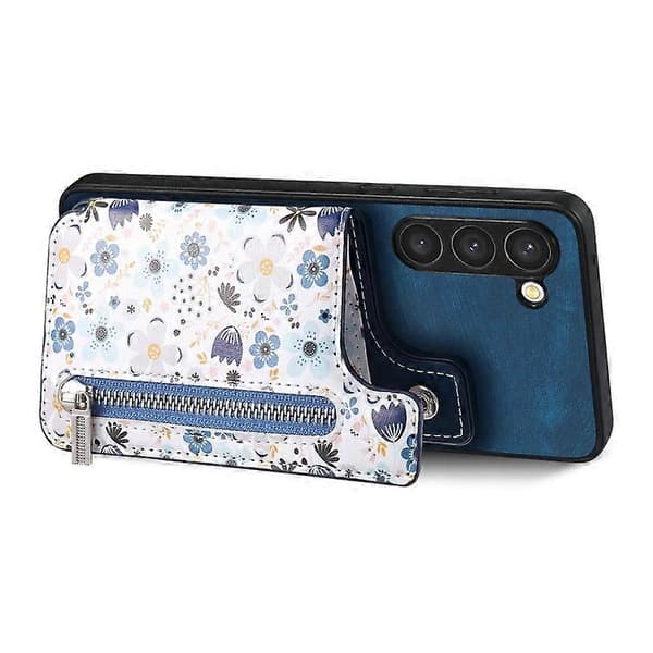 Retro Malet Tegnebogs Etui med Lynlås til Samsung Galaxy S24+ 5G