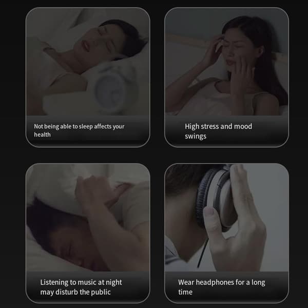 Sovespeaker under pude Bluetooth Bone Conduction Speaker med hvid støj-timer 20 timers spilletid til søvnmeditation Sort