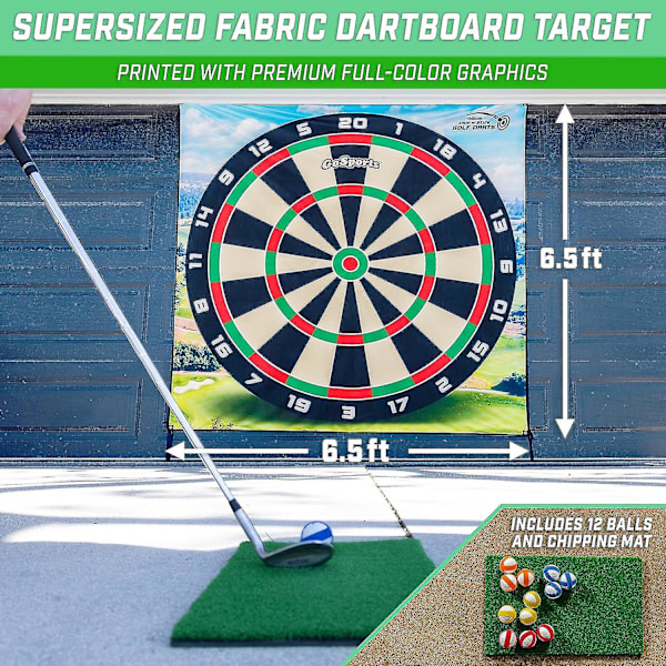 \"Chip N' Stick Golfspel Med Chip N' Stick Golfbollar - Extra Stora Måltavlor Med Chippingmatta - Välj Klassisk Eller Dart 200*200cm\"