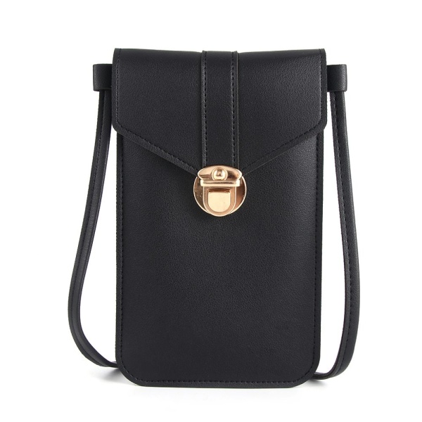 Mobilväska pekskärm Retro spänne SVART black