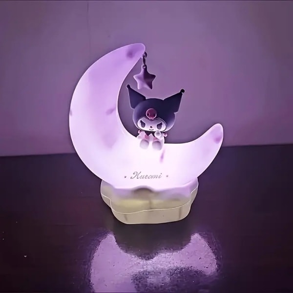 Sanrio Kuromi Cinnamonroll Moon LED-ljus Kawaii 3D-tecknad prydnad