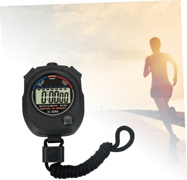 Professional Multifunctional Digital Sports Stopwatch, Black, 1/100 Second Split Timing With Date Time Alarm, Ergonomically Designed For