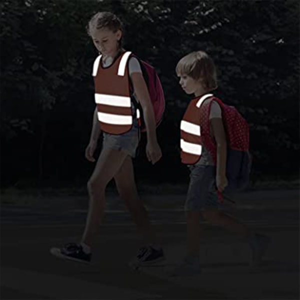 CDQ Reflekterande säkerhetsväst för barn, synbarhetsväst för pojkar, flickor orange red