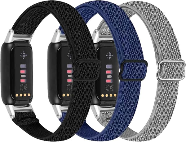 3-pack nylonband kompatibla med Fitbit Luxe, elastiskt armband
