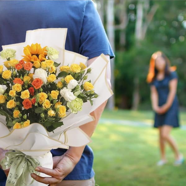 20 ark bukettomslagspapper - 58x58 cm, vattentätt blomsterpapper - för bröllop, presenter - vit