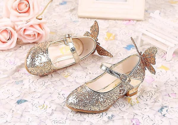 Glitter Prinsesse Jenter Høyhælte Læsko Gull Sommerfugl 3D33233_tfrf