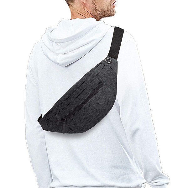 Stor Crossbody Fanny Pack med 4 dragkedjefickor, Gi