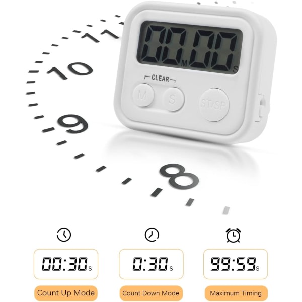 Digital kökstimer för matlagning, magnetisk timer med högt larm och nedräkningstimer för matlagning, matlagning, studier, träning, CDQ