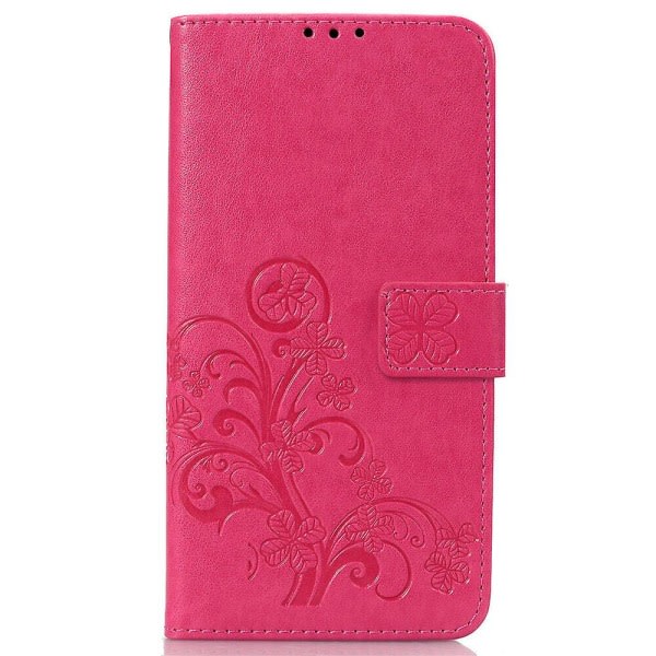 Veske til Iphone Xr deksel Plånbok Clover Präglat beskyttende læder telefondeksel Magnetisk - Rose Red C3 A