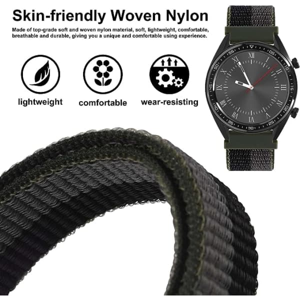 Svart/grå 20 mm justerbart nylonklockarmband, Rap Liberation