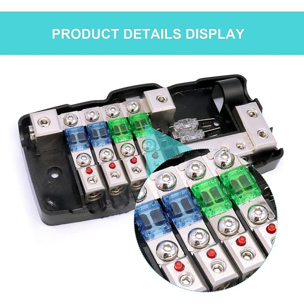 Bladsikringholder Bilstereo Anl Fordelingsblok 4-vejs Sikringsboks Blok 0/4ga 30a 60a Power Blok