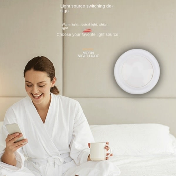 6PCS Fjernkontroll Nattlys: 3-farget dimbar, timer, touch-kontroll, perfekt for soverom, kjøkken, seng og skap LED-belysning 1 fjernkontroll 3 lys svart skall