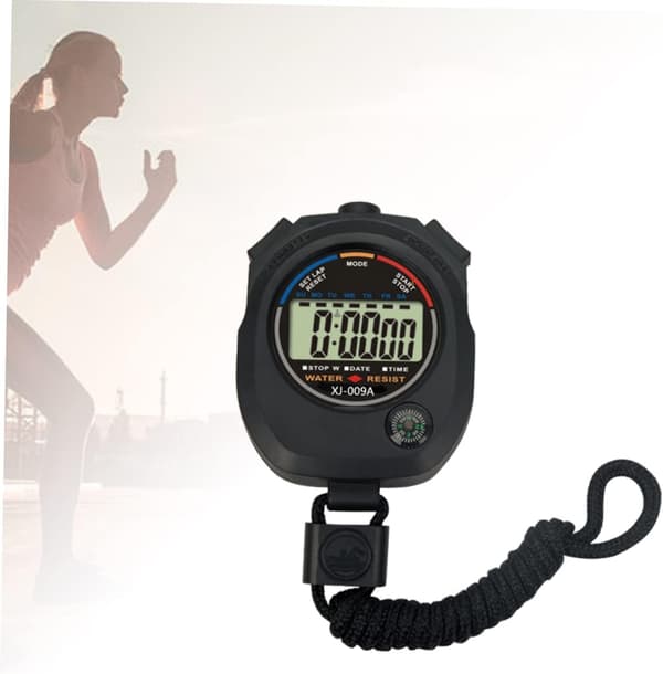 Professional Multifunctional Digital Sports Stopwatch, Black, 1/100 Second Split Timing With Date Time Alarm, Ergonomically Designed For