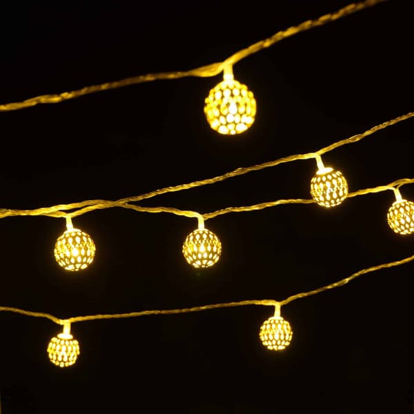 LED-ljusslinga med guldkulor, 3 meter_TF