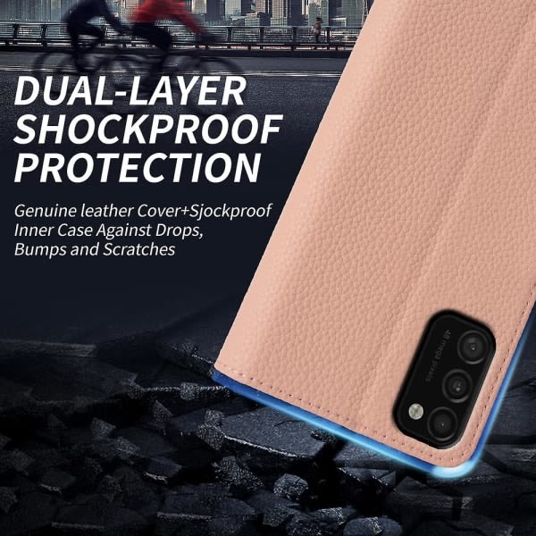 For Samsung Galaxy M21 / M21 2021 / M30s Litchi Texture Äkta kohudsläder+tpu Veske Rosa
