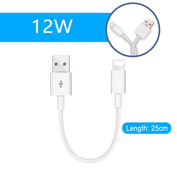 Velegnet til Apple 12W hurtigopladningsdatakabel, 0,25 m, 2A, hvid