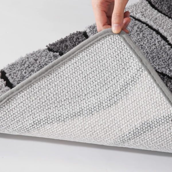 Grå badeværelsesmåtter Skridsikker badekar måtte Grå bølgemønster Mikrofiber gulvmåtte Superabsorberende tyk plys bademåtte 20\" x 32\"