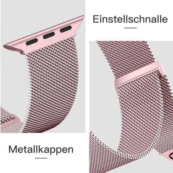 Guld/rosa 42/44/45 mm metallarmband kompatibelt med Apple Watch