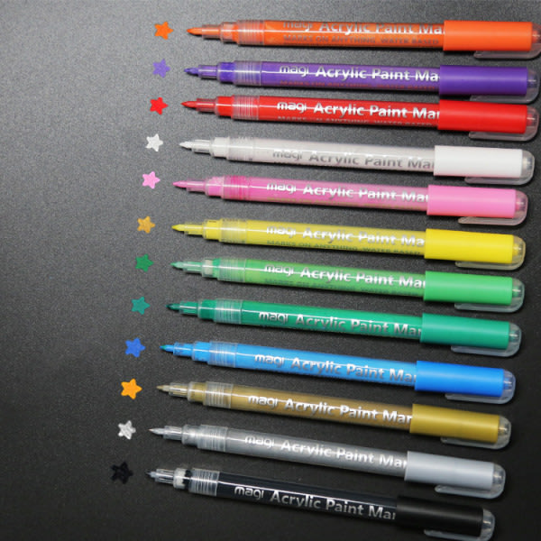 28 vattenbaserad akrylpenna Vit läpinäkyvä färgad