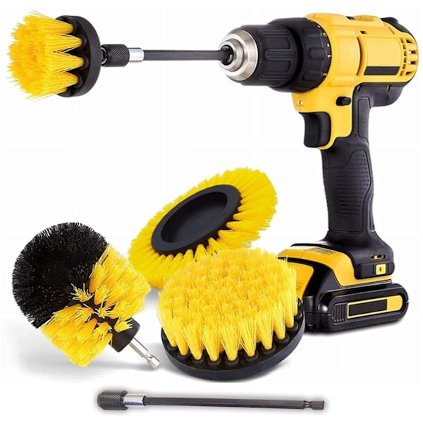 Drill Brushes (incl. bit extension) 5-Pack - Yellow