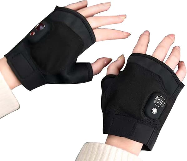 Opvarmede handsker, elektriske handsker, opvarmede vinterhandsker, til vinterkørsel, pendling og udendørs brug af løbehjul, 15 x 9 cm, USB, sort