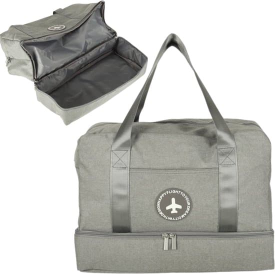 40x30x20 cm Rejsetaske med 5 rum og vandtæt foring, letvægts polyester håndbagage under sædet til flyrejser, grå