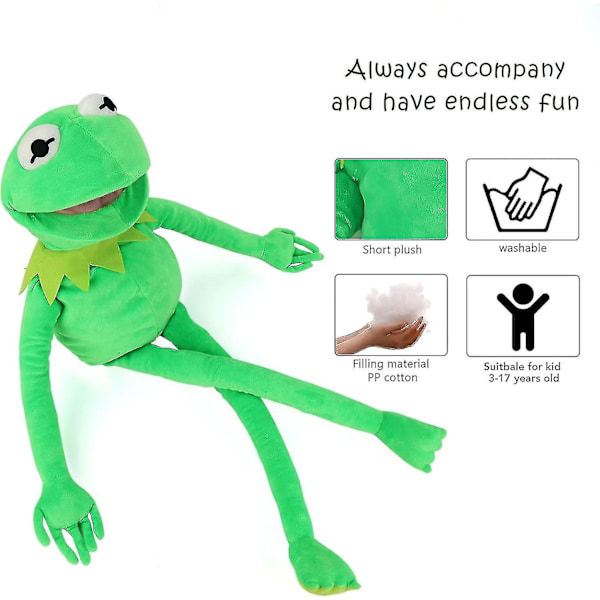 Kermit Grodan Handdocka, Grodplysch, Mupparna, Mjuk Grod-docka Lämplig För Rollek - Grön, 60 cm [DB] 29 Inchesset