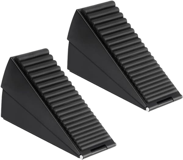 2 Dørstoppere - Gummidørkile, Dørstopper i Rustfrit Stål - 13*7.5*4.5 cm - Sort