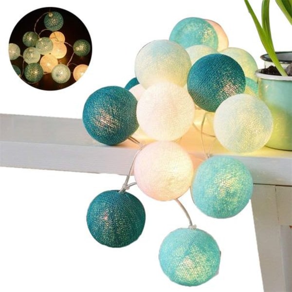 Bomuldskugle-lyskæder - 3M 20 LED Kugle-lyskæder Grøn