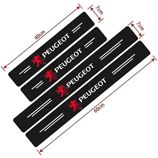 4 stk bil dørterskler karbonfiber, karbonfiber dørterskler, for Peugeot 107 108 206 207 308 307 508 3008, bilstyling tilbehør for dørterskler