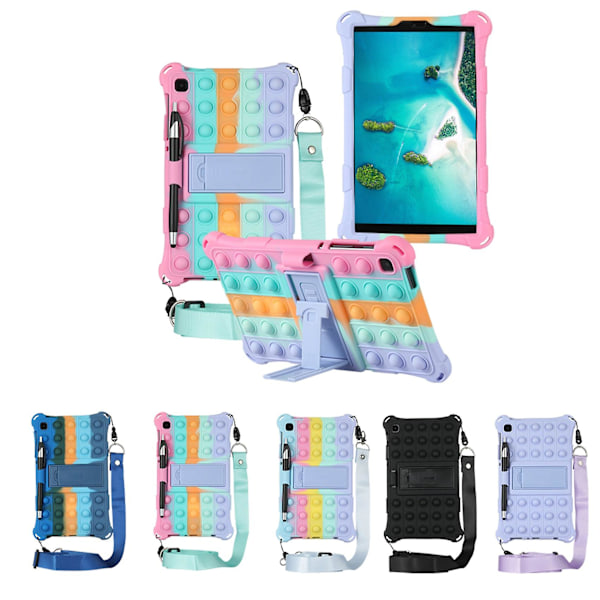 Tabletskydd Tab A7 Lite 8,7 tum 2021 T220 T225 Silikonfodral Tabletstativ med Penna och Rem (A)