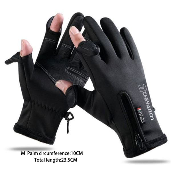 Vinterfiskehandskar 2 Finger Flip Vattent?t vindt?t Cyclin Black M