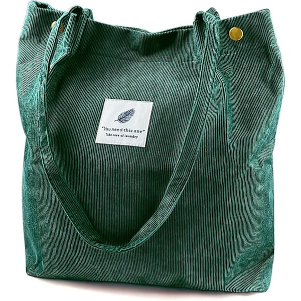 Fløjlsbukser Tote Bag til Kvinder Canvas Skuldertaske med Indvendig Lomme